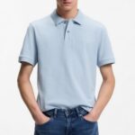 BOSS MAN PALLAS POLO SHIRT IN COTTON PIQUE WITH ENBROIDERED LOGO LIGHT/PASTEL BLUE