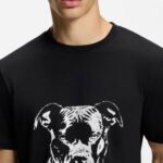 HUGO MEN'S COTTON-JERSEY T-SHIRT WITH DOG ARTWORK BLACK - Image 4