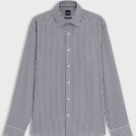 BOSS MEN'S REGULAR- FIT SHIRT IN STRIPED EASY- IRON COTTON DARK BLUE - Image 3