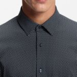 BOSS MEN'S SLIM-FIT SHIRT IN PRINTED PERFORMANCE-STRECH JERSEY DARK BLUE - Image 3