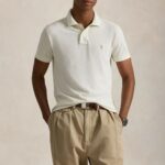 POLO RALPH LAUREN SLIM-FIT MESH POLO SHIRT PARCHMENT CREAM
