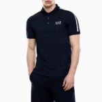 EMPORIO ARMANI ITALIAN SPIRITS COTTON-JERSEY POLO SHIRT NAVY BLUE