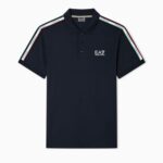 EMPORIO ARMANI ITALIAN SPIRITS COTTON-JERSEY POLO SHIRT NAVY BLUE - Image 4