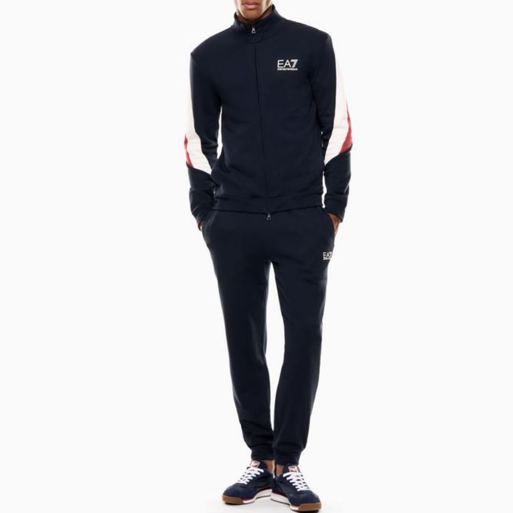 7M001610AF12451-UB102-3 EMPORIO ARMANI SUMMER BLOCK PURE COTTON TRACKSUIT NAVY BLUE - Image 1