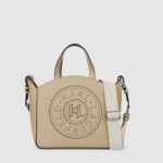KARL LAGERFELD WOMEN'S K/CIRCLE SM TOTE PERFORATED SAFARI