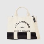 KARL LAGERFELD WOMEN'S RUE ST-GUILLAUME MEDIUM TOTE BAG WHITE/BLACK