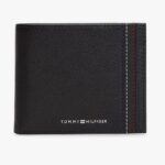 TOMMY HILFIGER MEN'S LOGO LEATHER BIFOLD FLAP WALLET BLACK