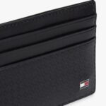TOMMY HILFIGER MEN'S EMBOSSED FLAG LETHER CREDIT CARD HOLDER  BLACK - Image 3
