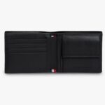 TOMMY HILFIGER MEN'S EMBOSSED FLAG LETHER CARD AND COIN WALLET BLACK - Image 3