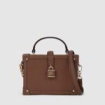 KARL LAGERFELD WOMEN'S K/AUTOGRAPH PADLOCK TRUNK BAG DARK FRIAR BROWN