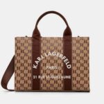 KARL LAGERFELD WOMEN'S K/RSG SQUARE MONO MD TOTE MONOGRAM NOUGAT BROWN