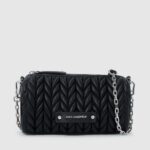 KARL LAGERFELD WOMEN'S K/WEAVE MINI ZIP BARREL CB BLACK-NICKEL