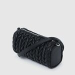 KARL LAGERFELD WOMEN'S K/WEAVE MINI ZIP BARREL CB BLACK-NICKEL - Image 2