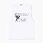 EMPORIO ARMANI BOLD LOGO BEACHWEAR TANK TOP IN JERSEY WHITE - Image 2