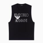 EMPORIO ARMANI BOLD LOGO BEACHWEAR TANK TOP IN JERSEY BLACK - Image 2