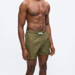 EMPORIO ARMANI MEN'S EMBROIDERY LOGO BOXER - SWIMMING SHORTS- OLIVE - Image 2