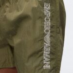EMPORIO ARMANI MEN'S EMBROIDERY LOGO BOXER - SWIMMING SHORTS- OLIVE - Image 3