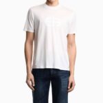 EMPORIO ARMANI LYOCELL-BLEND JERSEY T-SHIRT WITH EA LOGO PRINT WHITE