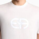EMPORIO ARMANI LYOCELL-BLEND JERSEY T-SHIRT WITH EA LOGO PRINT WHITE - Image 4
