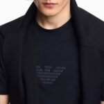 EMPORIO ARMANI PRIMA-JERSEY T-SHIRT WITH LOGO PRINT NAVY BLUE - Image 3
