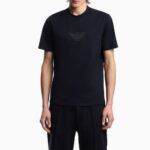 EMPORIO ARMANI PRIMA-JERSEY T-SHIRT WITH LOGO PRINT NAVY BLUE