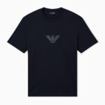 EMPORIO ARMANI PRIMA-JERSEY T-SHIRT WITH LOGO PRINT NAVY BLUE - Image 4