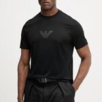 EMPORIO ARMANI PRIMA-JERSEY T-SHIRT WITH LOGO PRINT BLACK