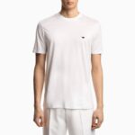 EMPORIO ARMANI LYOCELL-BLEND JERSEY T-SHIRT WITH ENBOSSED EAGLE EMBROIDERY WHITE