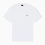 EMPORIO ARMANI LYOCELL-BLEND JERSEY T-SHIRT WITH ENBOSSED EAGLE EMBROIDERY WHITE - Image 3