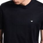 EMPORIO ARMANI LYOCELL-BLEND JERSEY T-SHIRT WITH ENBOSSED EAGLE EMBROIDERY NAVY BLUE - Image 4