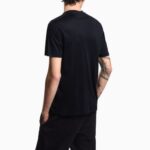 EMPORIO ARMANI LYOCELL-BLEND JERSEY T-SHIRT WITH ENBOSSED EAGLE EMBROIDERY NAVY BLUE - Image 2