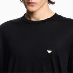EMPORIO ARMANI LYOCELL-BLEND JERSEY T-SHIRT WITH ENBOSSED EAGLE EMBROIDERY BLACK - Image 3
