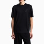 EMPORIO ARMANI LYOCELL-BLEND JERSEY T-SHIRT WITH ENBOSSED EAGLE EMBROIDERY BLACK