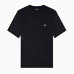 EMPORIO ARMANI LYOCELL-BLEND JERSEY T-SHIRT WITH ENBOSSED EAGLE EMBROIDERY BLACK - Image 4