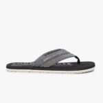 TOMMY HILFIGER MEN PURE LINEN CHAMBRAY JACQUARD FLIP-FLOPS BLACK