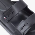 TOMMY HILFIGER MEN LIGHTWEIGHT PIN BUCKLE SERRATED POOL SLIDES BLACK - Image 2
