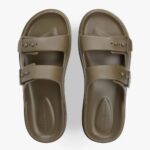 TOMMY HILFIGER MEN LIGHTWEIGHT PIN BUCKLE SERRATED POOL SLIDES WILLOW GREEN - Image 2
