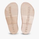 TOMMY HILFIGER DOUBLE STRAP ENAMEL FLAG SLIDES SAFARI CANVAS PEARLIZED - Image 3