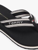 TOMMY HILFIGER WOMEN'S WEBBING STRAP SIGNATURE WEDGE FLIP-FLOPS BLACK - Image 5