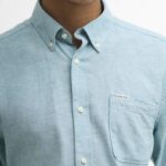 BARBOUR MEN'S NELSON TAILORED LONG-SLEEVED SHIRT LIGHT TEAL - Image 3
