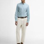 BARBOUR MEN'S NELSON TAILORED LONG-SLEEVED SHIRT LIGHT TEAL - Image 4