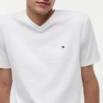 TOMMY HILFIGER MEN'S FLAG EMBROIDERY V-NECK T-SHIRT WHITE - Image 3