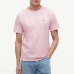TOMMY HILFIGER MEN'S FLAG EMBROIDERY CREW NECK T-SHIRT PINK LILY