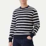 TOMMY HILFIGER MEN'SESS TERRY BLOCK STP SWEATSHIRT DESERT SKY / ECRU