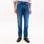 TOMMY HILFIGER MEN'S DENTON WHISKERED SLIM STRAIGHT LEG JEANS COBALT BLUE