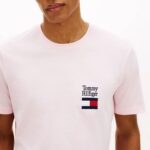TOMMY HILFIGER MEN'S LOGO EMBROIDERY JERSEY CREW NECK T-SHIRT PINK LILY - Image 4