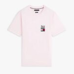 TOMMY HILFIGER MEN'S LOGO EMBROIDERY JERSEY CREW NECK T-SHIRT PINK LILY - Image 5