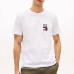 TOMMY HILFIGER MEN'S LOGO EMBROIDERY JERSEY CREW NECK T-SHIRT WHITE