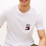 TOMMY HILFIGER MEN'S LOGO EMBROIDERY JERSEY CREW NECK T-SHIRT WHITE - Image 4