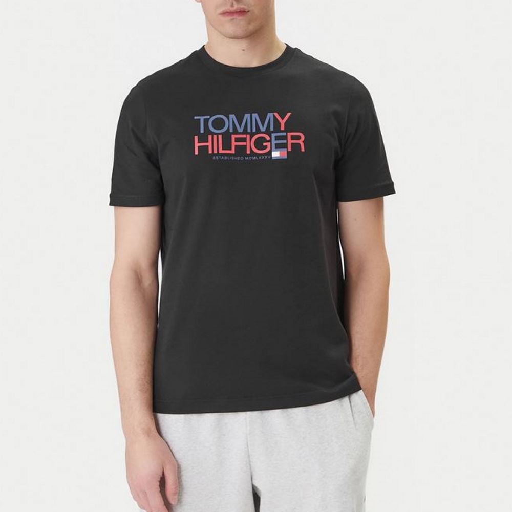 MW0MW42369-BDS-5 TOMMY HILFIGER MEN'S BRAND LOVE BIG TEXT TEE BLACK - Image 1